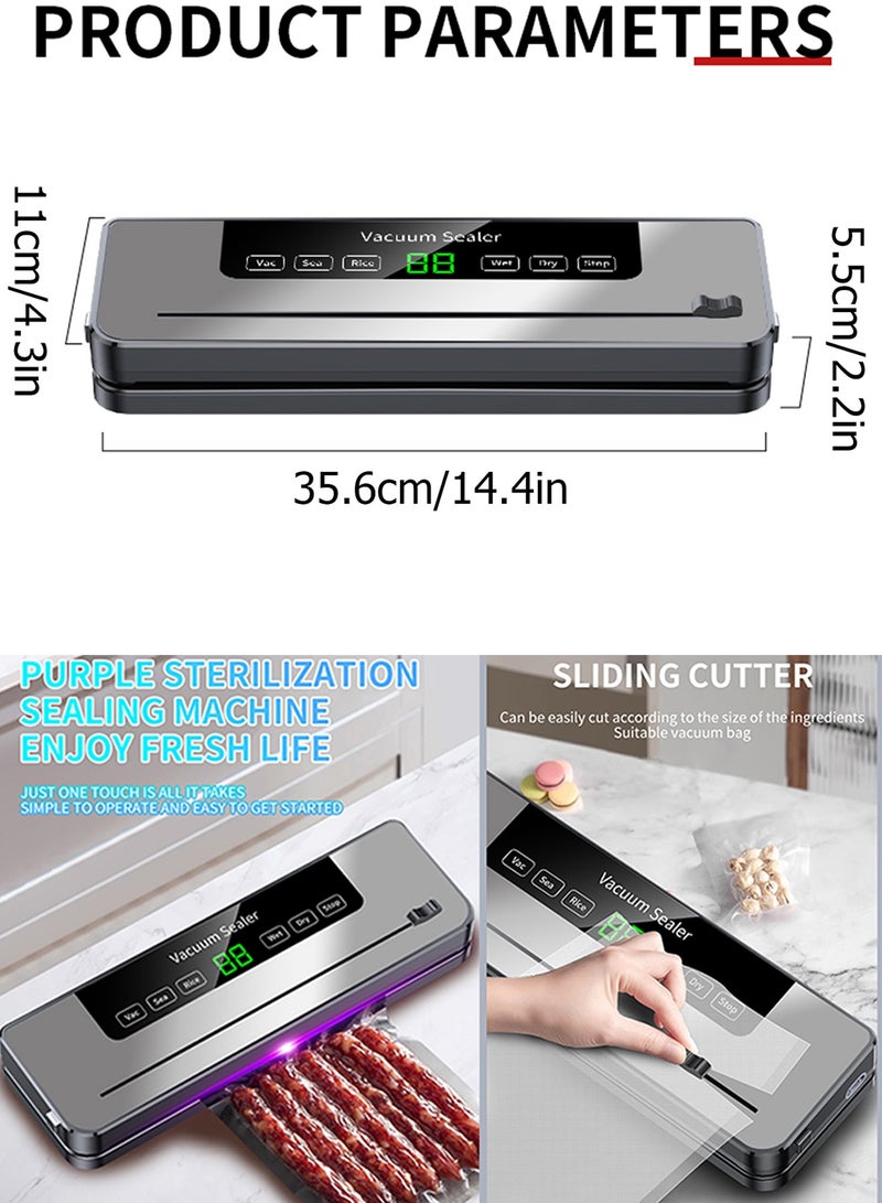 TokFaa Vacuum Sealer Machine Fast-Compact Food Sealer for Food Preservation Dry & Moist Sealing Modes Built-in Cutter Easy Cleaning and Storage - Image 2